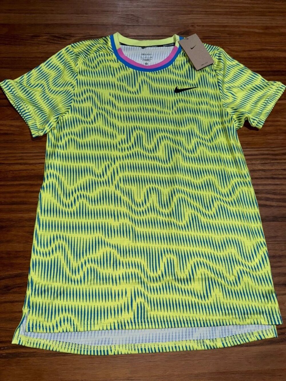 Nike NikeCourt Dri-FIT Tennis Shirt Mens FD5322-736 Volt/Blu S NWT